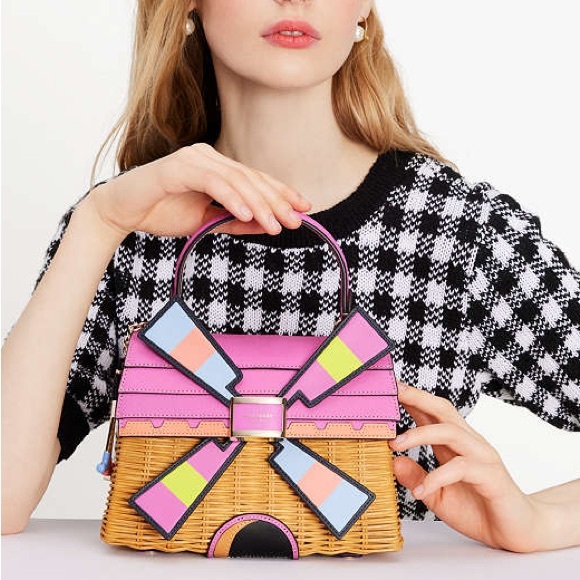kate spade NWT! Tee Time Wicker 3D Windmill Top-handle Bag - Picture 2 of 12